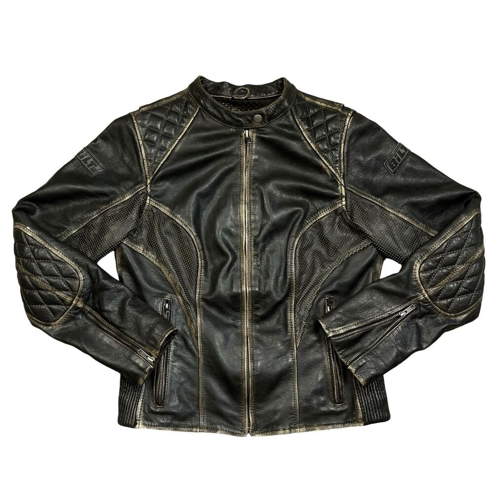 Custom Bilt Leather Motorcycle Jacket Size S - M * Padded with Liner Brown